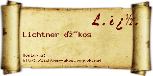 Lichtner Ákos névjegykártya